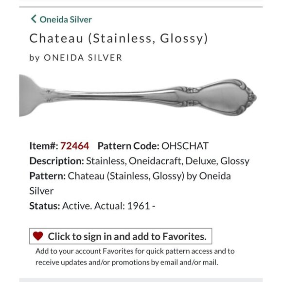 Oneida Silver Chateau Stainless Glossy Flatware Set - 6 Pieces silverware - Picture 1 of 4